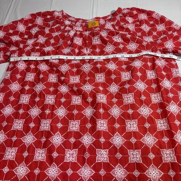 Ruby Rd. Red & White Flower Embroidery Detail Single Stitch size M Cotton Vintag - Picture 6 of 14